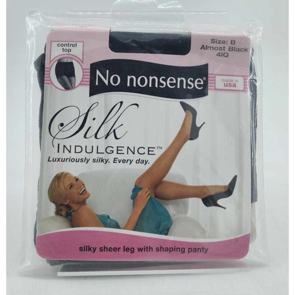 No Nonsense‎ Silk Indulgence Control Top Sheer Toe Pantyhose Almost Black Size B
